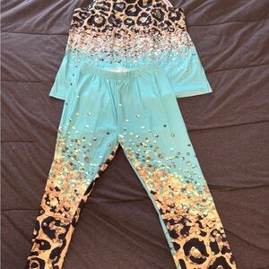 Leopard Print Top and Leggings Set